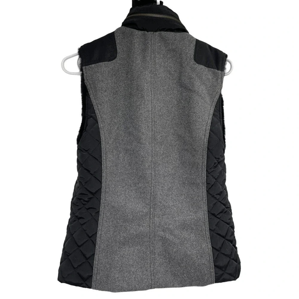 Tart Collections Donnah Wool Blend Gray Quilted Faux Fur Lined Vest Size XS - Picture 5 of 10